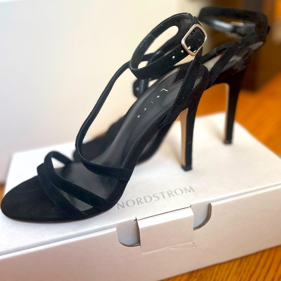 Leith Shoes - Black suede sexy heels size 7